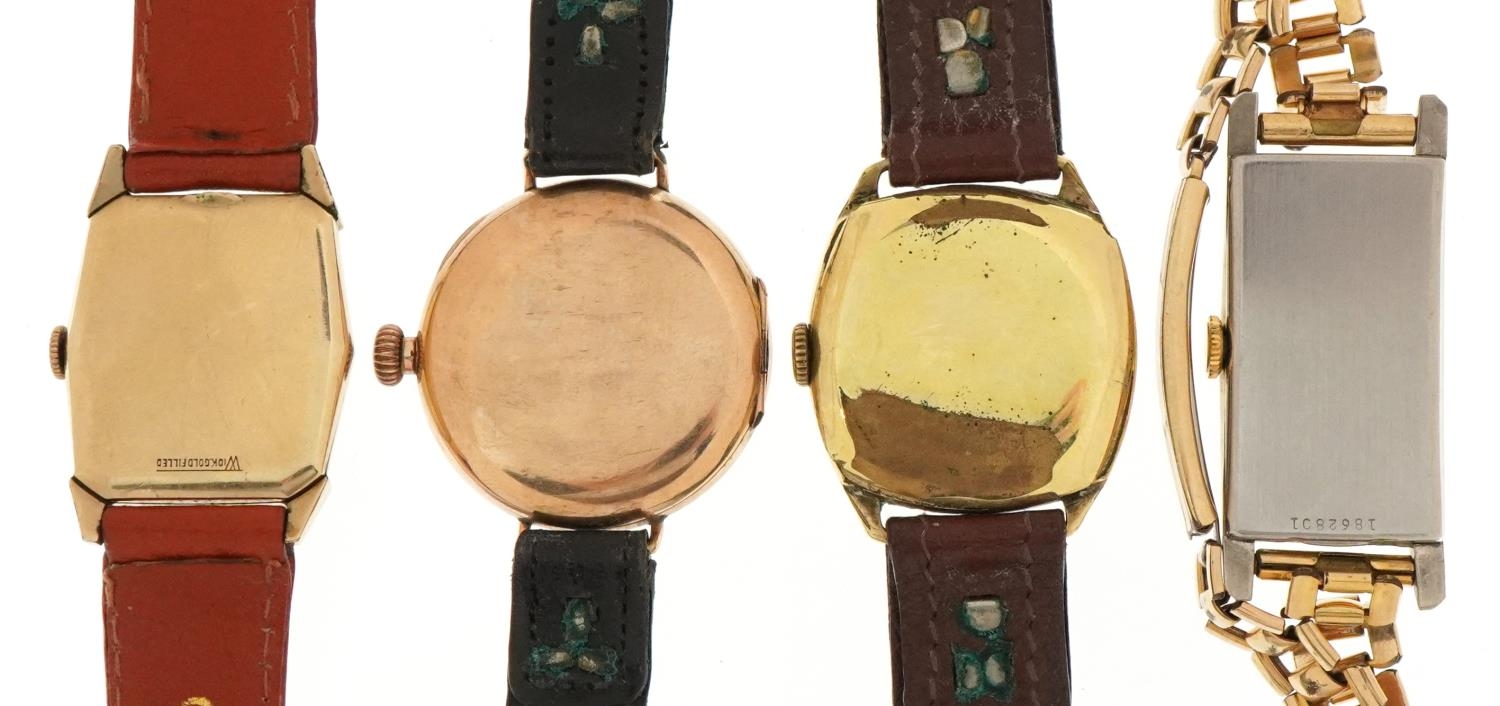 Four vintage gentlemen's gold plated wristwatches comprising Waltham, Westfield, Elgin 19 and Tempo, - Image 3 of 6