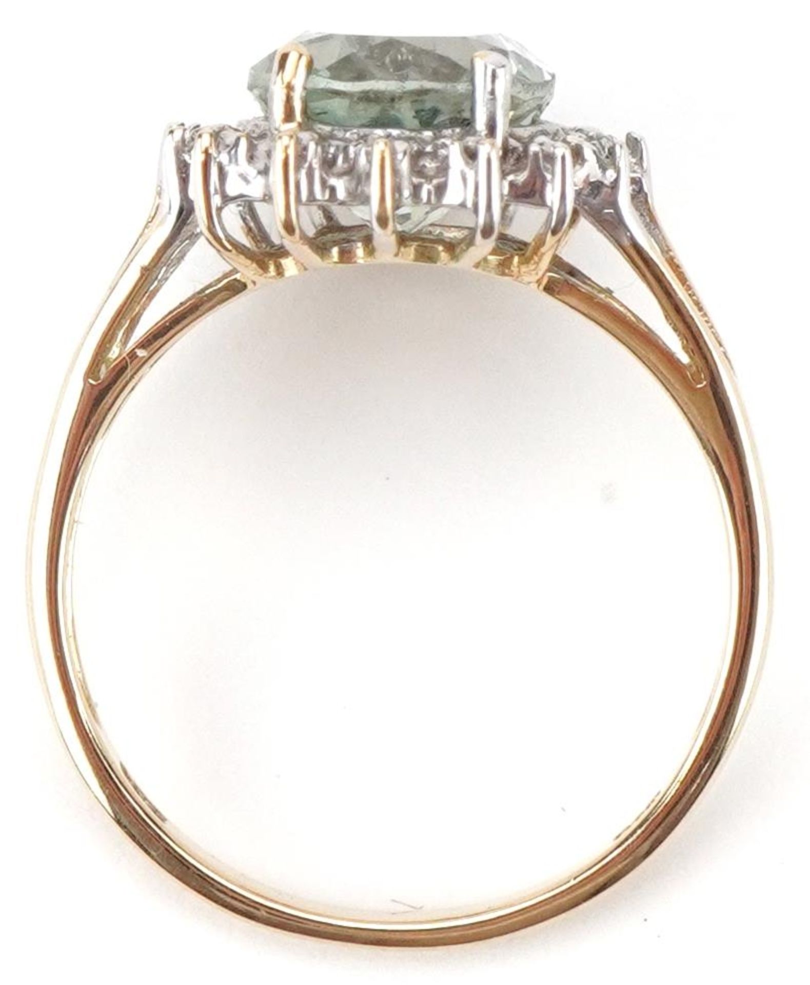 9ct gold aquamarine and diamond cluster ring, size N, 2.8g - Bild 3 aus 5