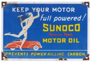 Sunoco Motor Oil enamel advertising sign, 30cm x 20cm