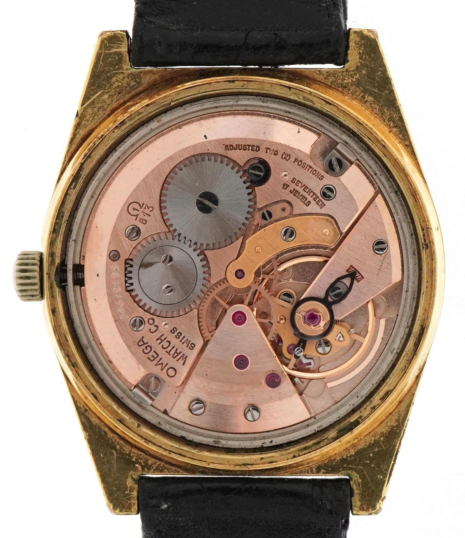 Omega, gentlemen's Omega manual wind wristwatch having gilt dial with date aperture, the movement - Image 4 of 6
