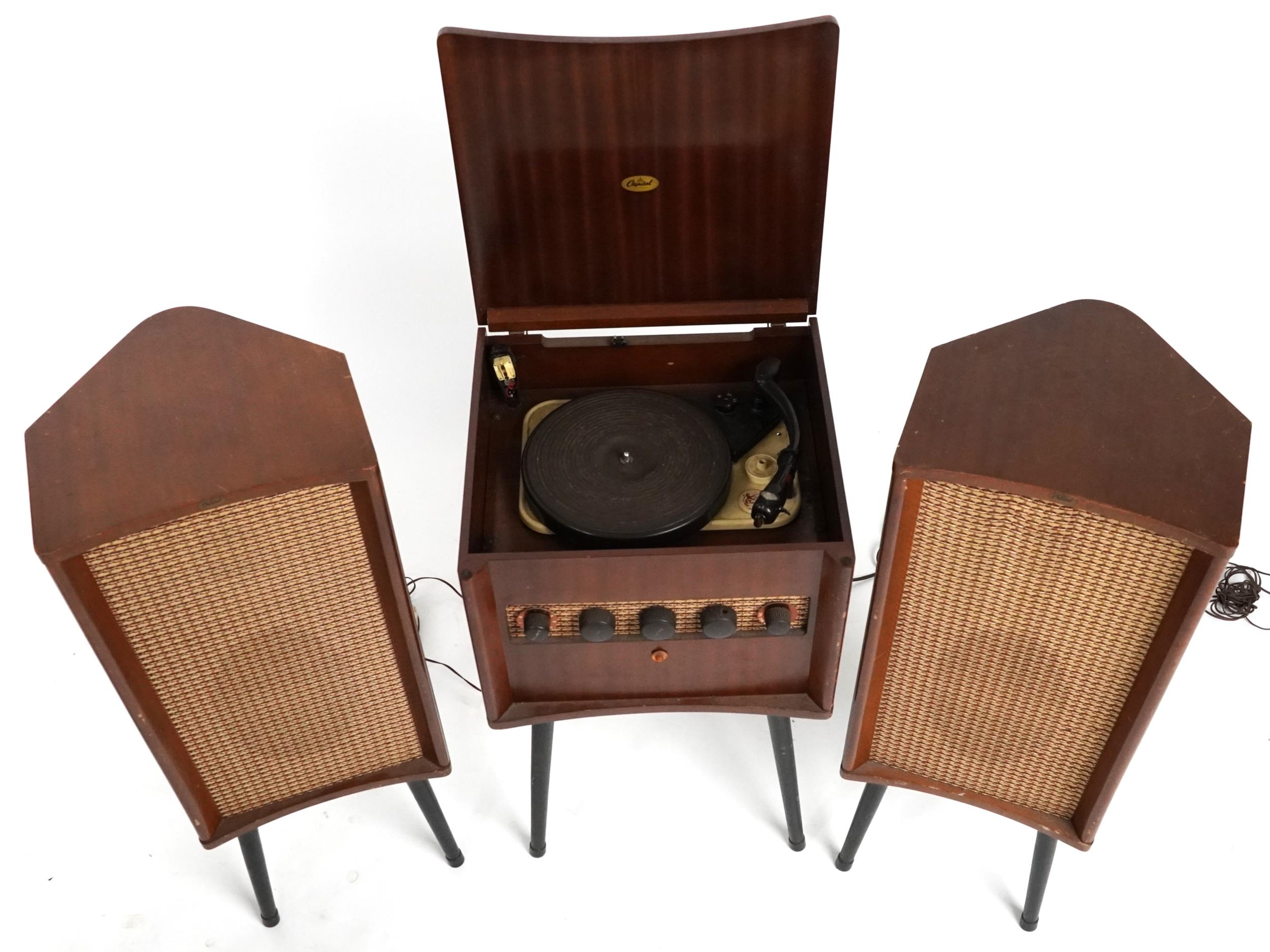 Vintage Capitol floor standing gramophone and speakers, the speakers 83cm high - Image 2 of 6