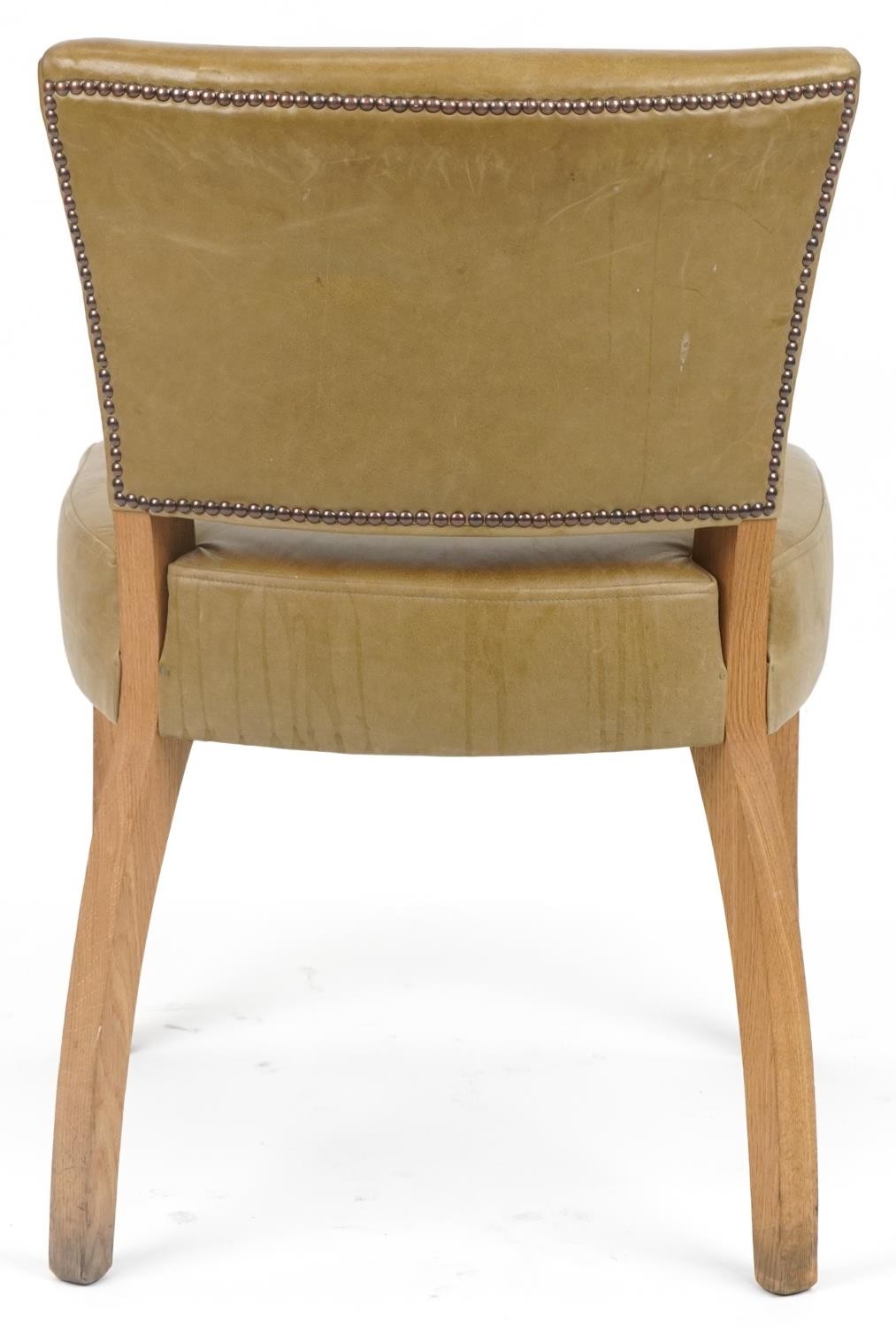 Wych Wood Design, contemporary light oak chair with green leather upholstery, 87cm high - Image 4 of 4