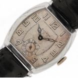 Bulova, Art Deco gentlemen's manual wind wristwatch having silvered and subsidiary dials with Arabic