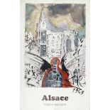 Vintage French Railways Alsace travel poster designed by Salvador Dali printed in France, for and by