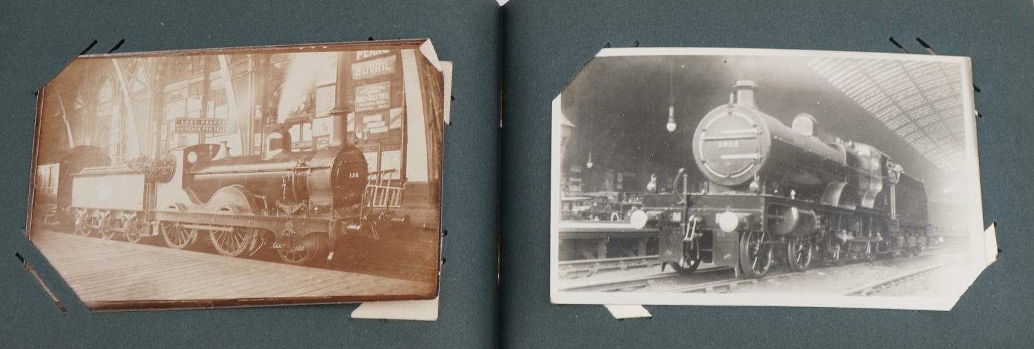 Railway items including postcards of trains arranged in two albums, British Railways torch and a - Image 12 of 15