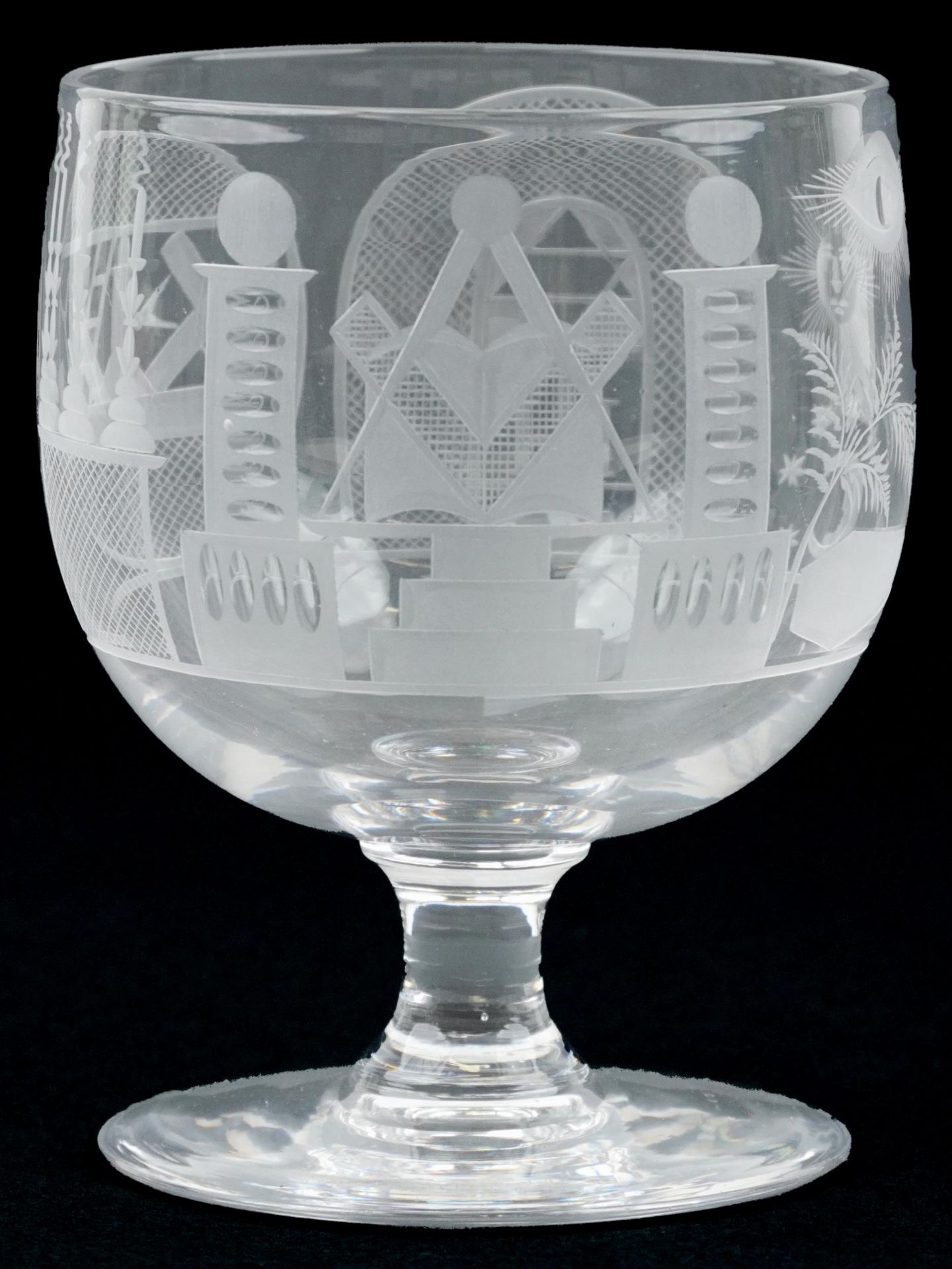 Victorian Masonic glass goblet, 11.5cm high - Bild 2 aus 3