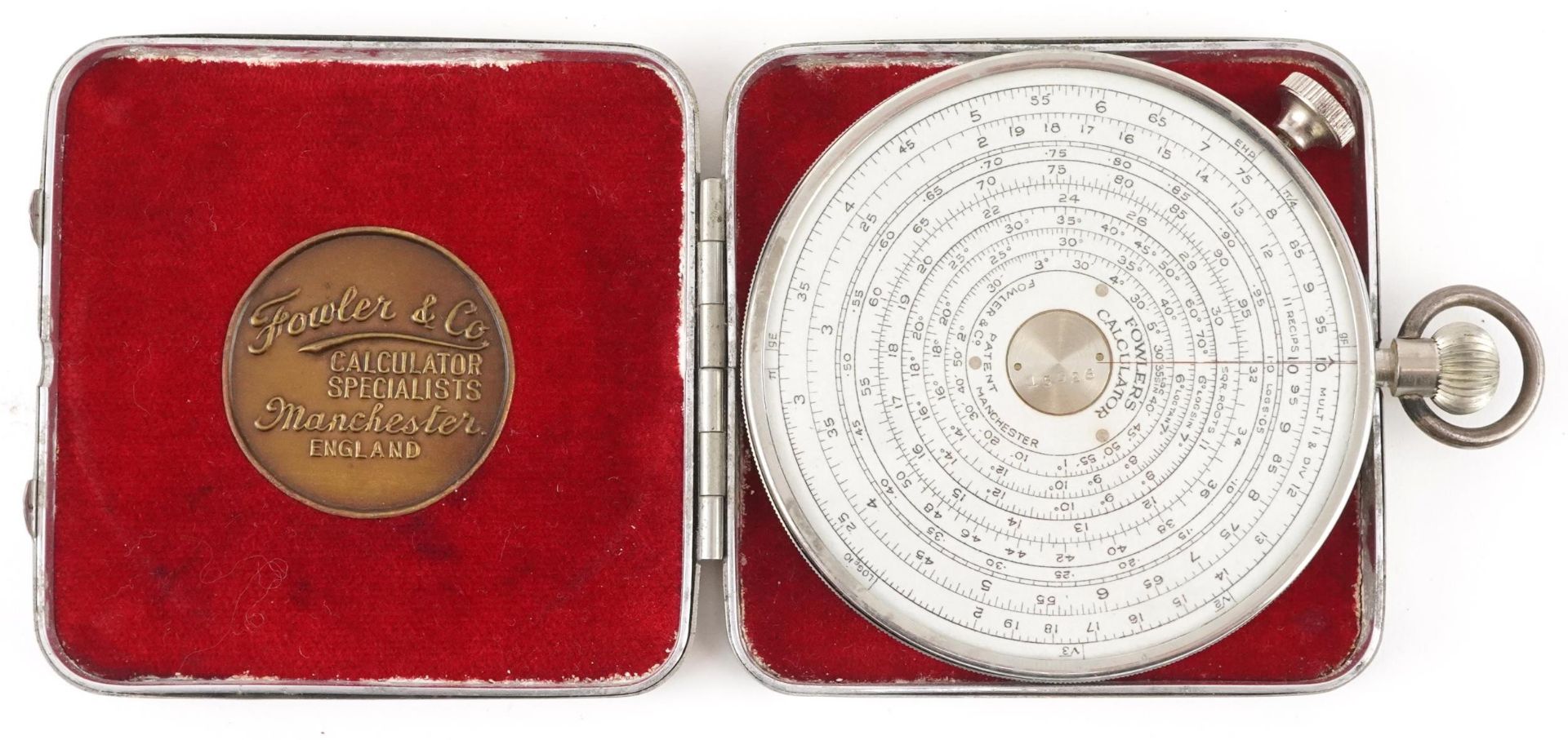 Fowler & Company circular calculator, Manchester, England, 7cm in diameter excluding the case - Bild 4 aus 4