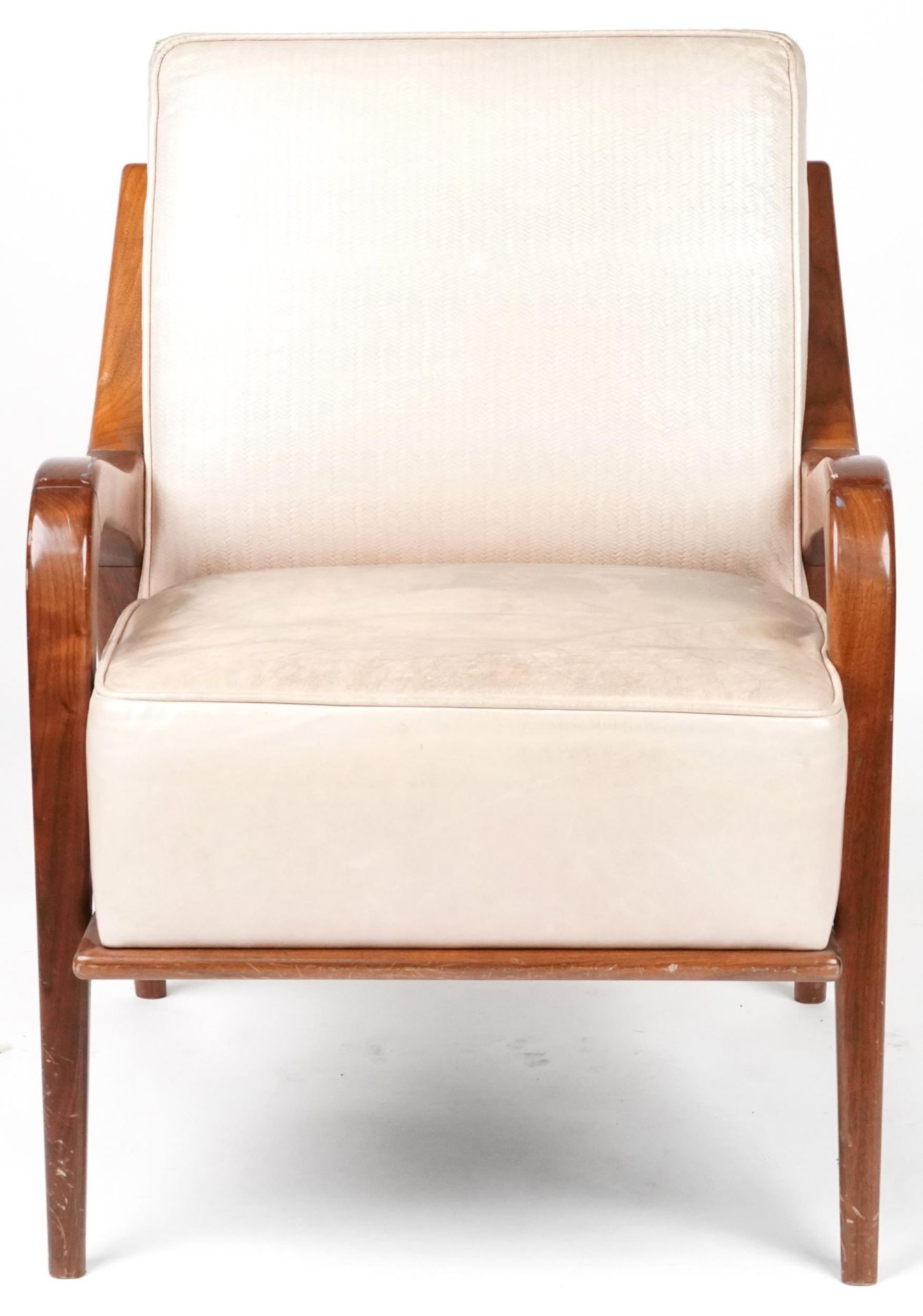 Scandinavian design hardwood lounge chair having cream upholstered back and seat, 86cm H x 62.5cm - Image 2 of 4