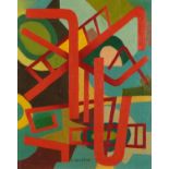 Style of Edgard Pillet - Abstract oil on canvas stretcher in ornate gilt frame, 52cm x 42cm