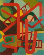 Style of Edgard Pillet - Abstract oil on canvas stretcher in ornate gilt frame, 52cm x 42cm