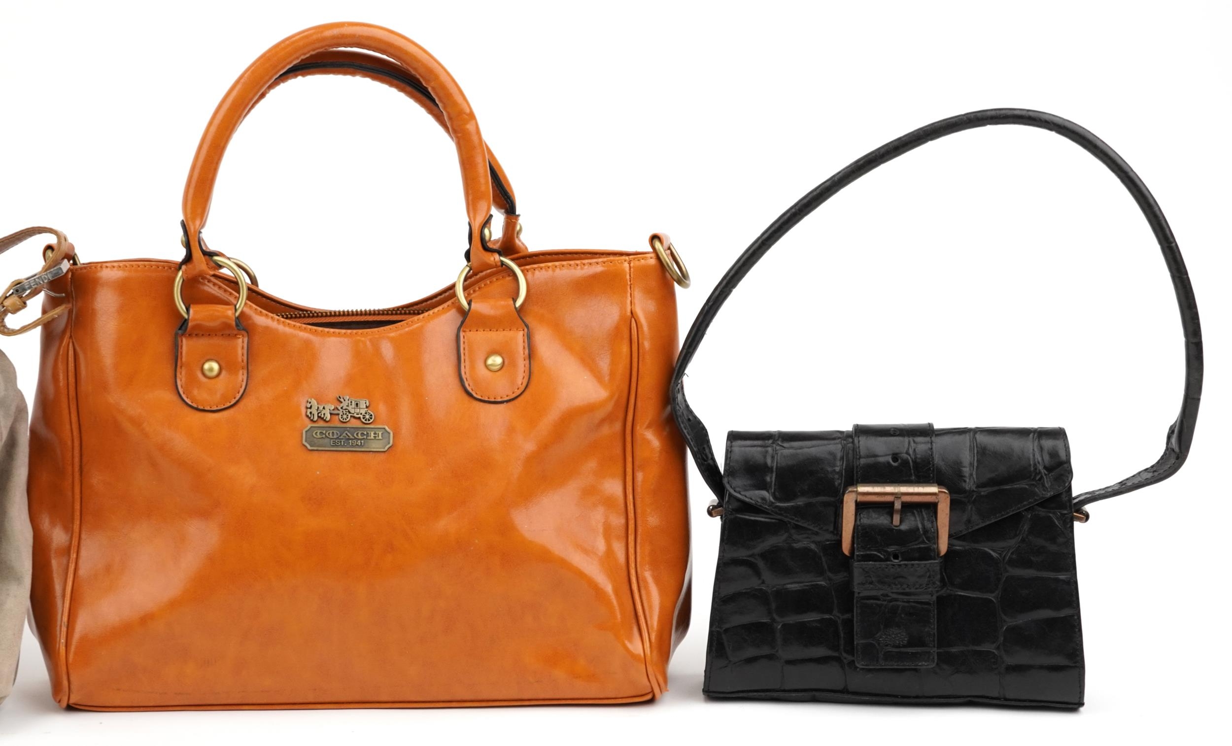 Four vintage and later designer ladies bags comprising Barbour, Mulberry, Coach and Fendi, the - Image 3 of 6