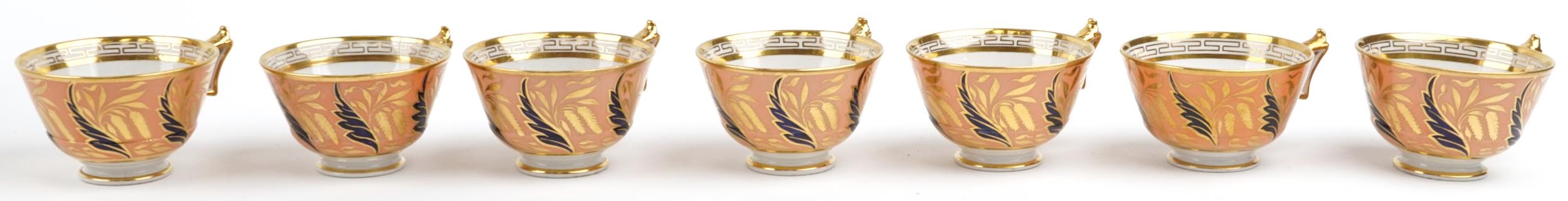 Worcester Barr Flight & Barr peach ground tableware gilded with catkins and foliage, comprising milk - Image 4 of 28