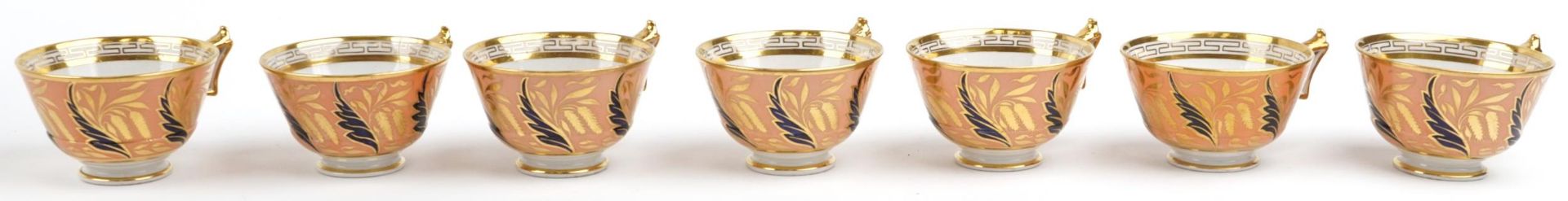 Worcester Barr Flight & Barr peach ground tableware gilded with catkins and foliage, comprising milk - Bild 4 aus 28