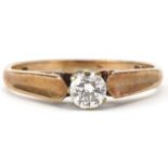 9ct gold diamond solitaire ring, the diamond approximately 0.25 carat, size L, 1.8g