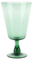 Large 20th Century hand blown green glass goblet shaped vase, 36cm high