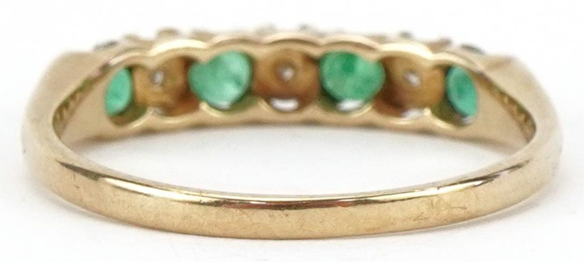 9ct gold diamond and emerald half eternity ring, size N/O, 1.6g - Bild 2 aus 4