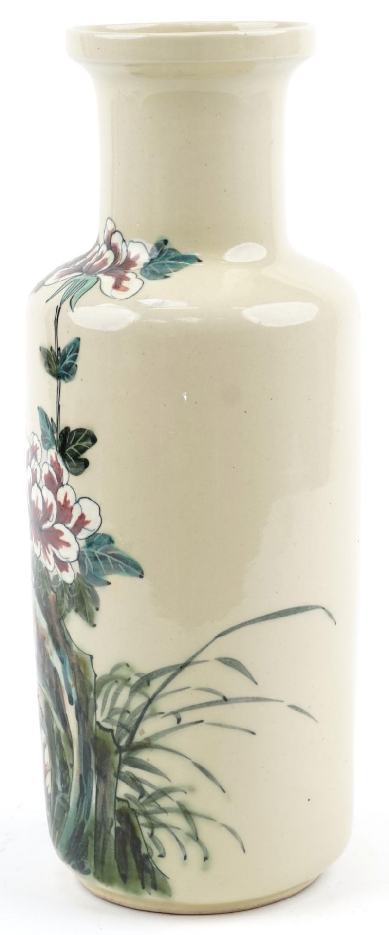 Hand painted floral pottery vase, 42cm high - Image 2 of 7