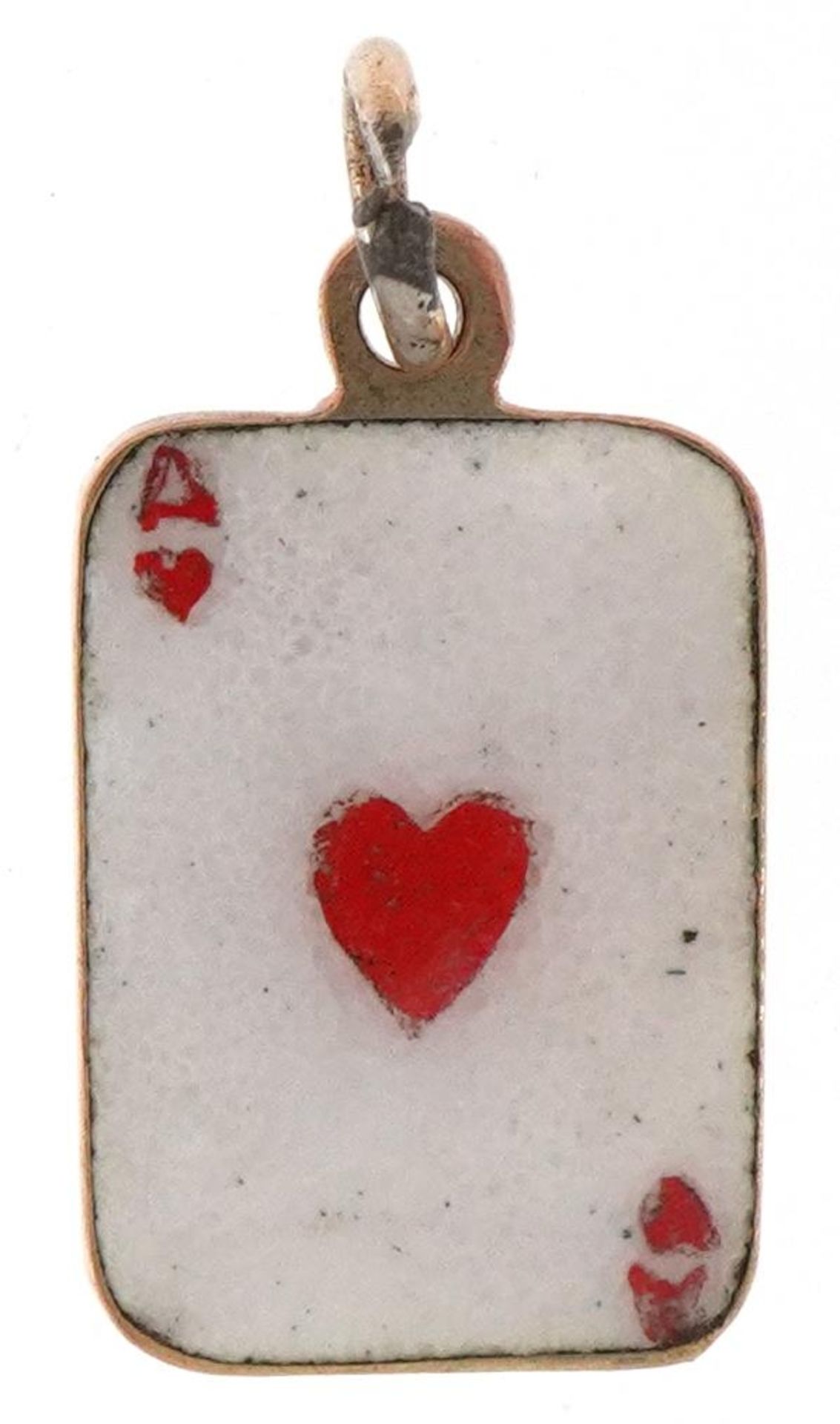 9ct gold and enamel charm in the form of ace of hearts playing card, 1.5cm high, 1.0g