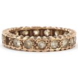 Unmarked gold clear stone eternity ring, size L, 2.5g