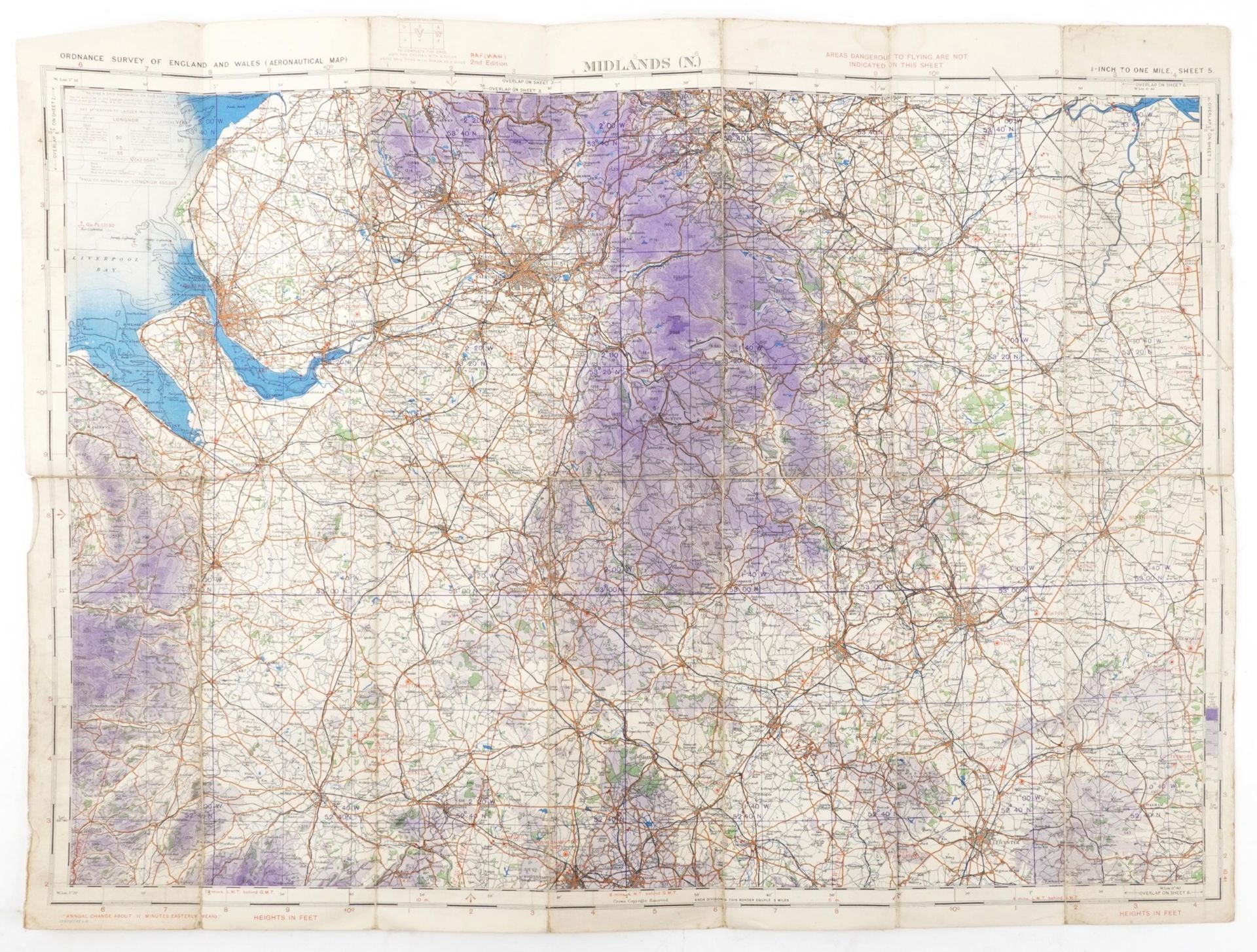 Five military interest RAF aeronautical canvas backed folding maps including England South West - Bild 10 aus 11