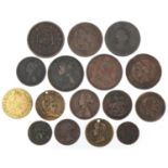 Selection of China and India copper coinage including Victorian examples,