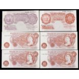 Six Bank of England ten shilling banknotes, Chief Cashiers J S Fforde, K O Peppiatt and L K O'Brien
