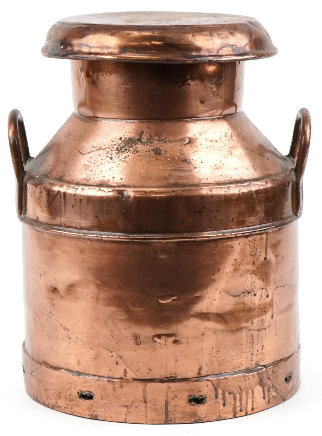 Agricultural interest large copper Creameries Ltd churn impressed Chesham Dairies Chesham, 46cm high - Image 3 of 4