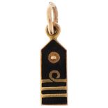 9ct gold and enamel charm in the form of a luggage tag, 1.7cm high, 1.1g