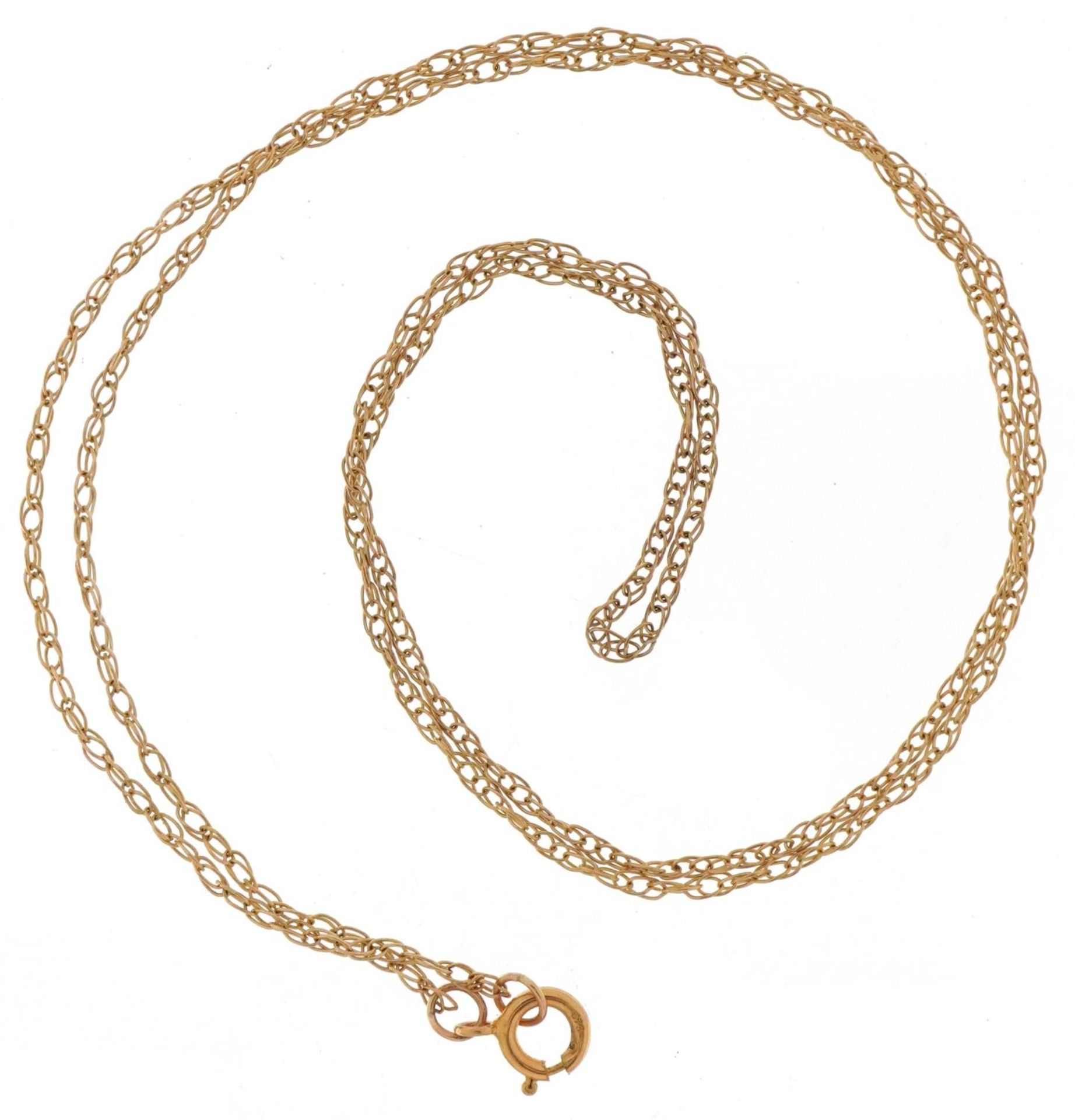9ct gold fine chain link necklace, 40cm in length, 0.7g - Image 2 of 2