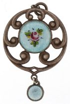 Charles Horner, Art Nouveau sterling silver and enamel pendant, 3.5cm high, 2.9g