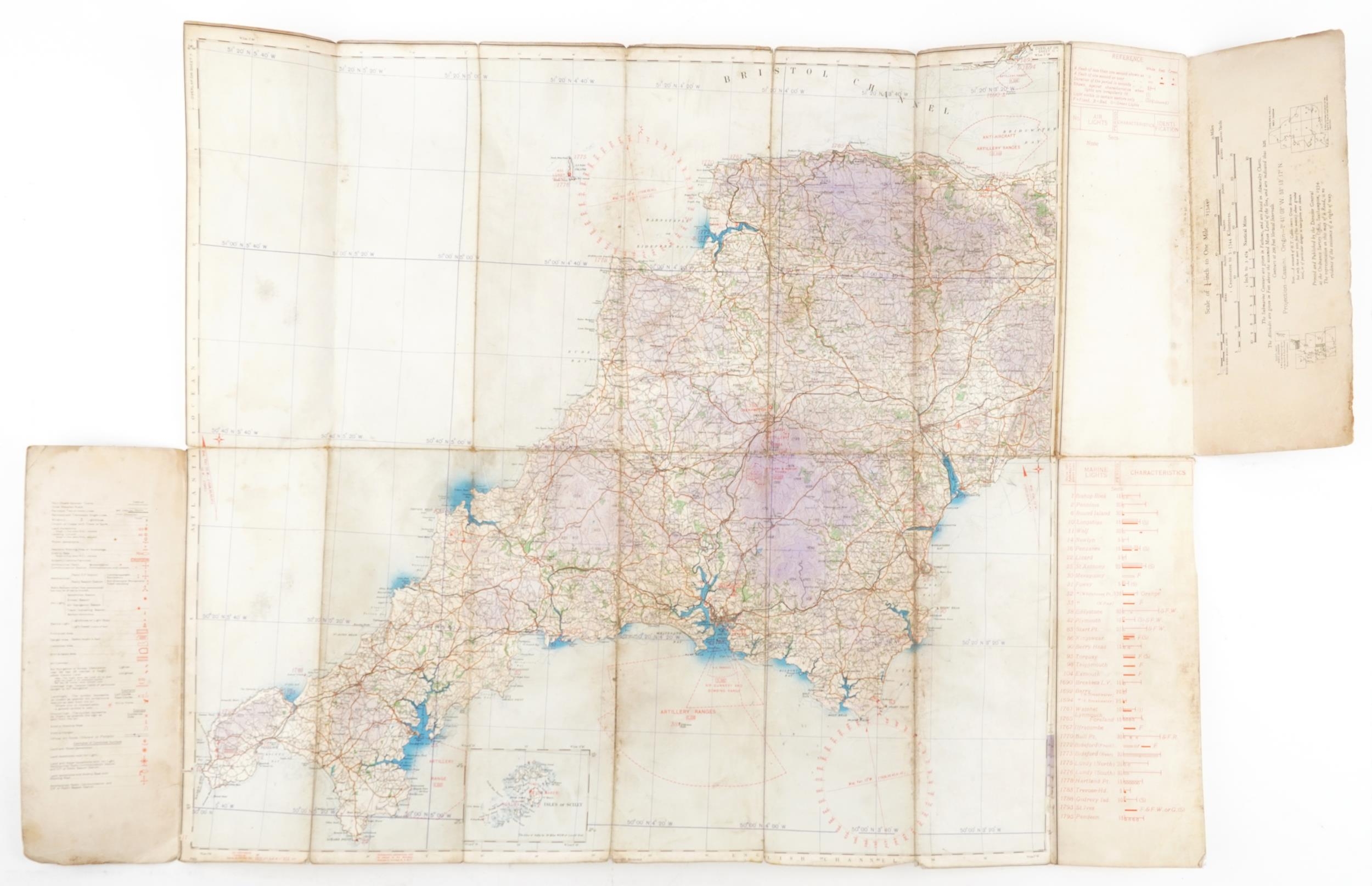 Five military interest RAF aeronautical canvas backed folding maps including England South West - Image 8 of 11