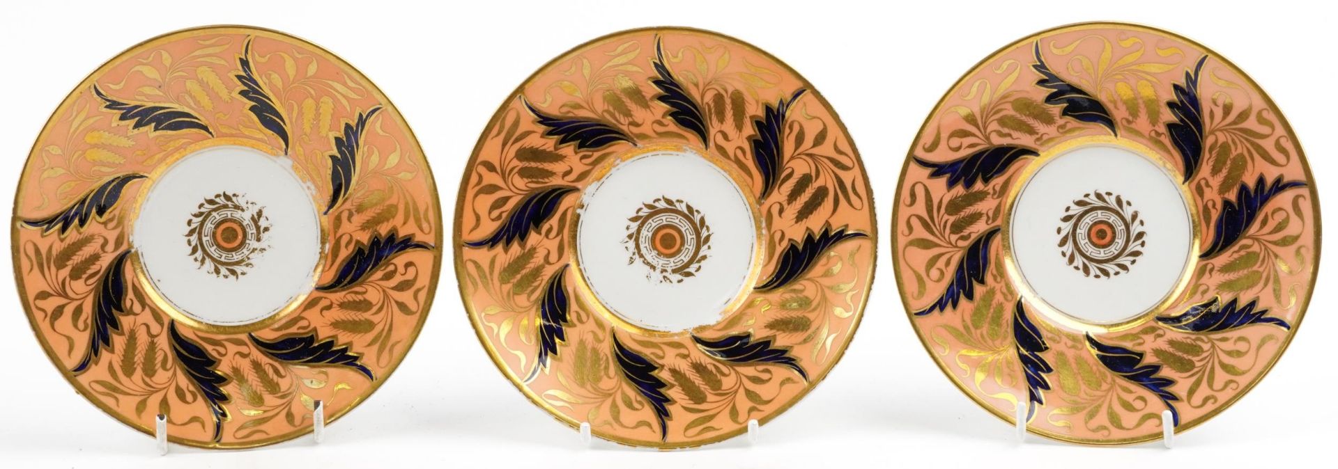Worcester Barr Flight & Barr peach ground tableware gilded with catkins and foliage, comprising milk - Image 23 of 28