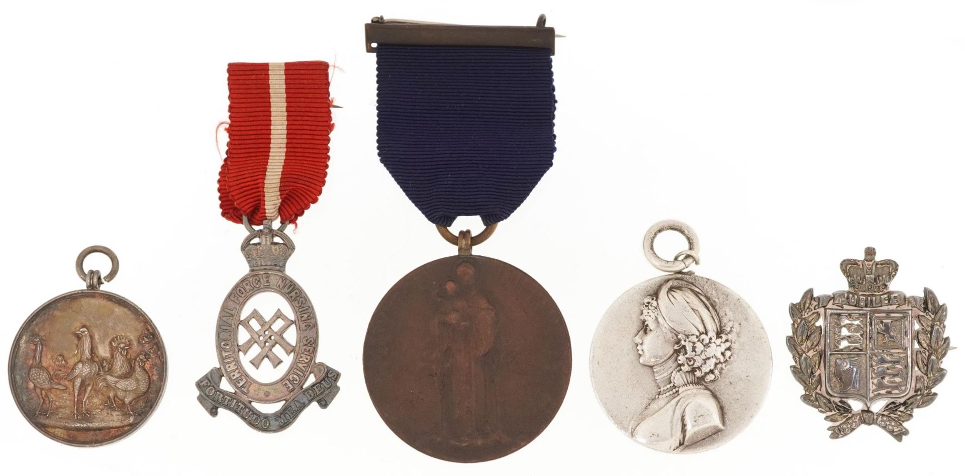 Boxed silver poultry medal and other medals and badges including a St Marylebone infirmary for Hilda - Bild 2 aus 3