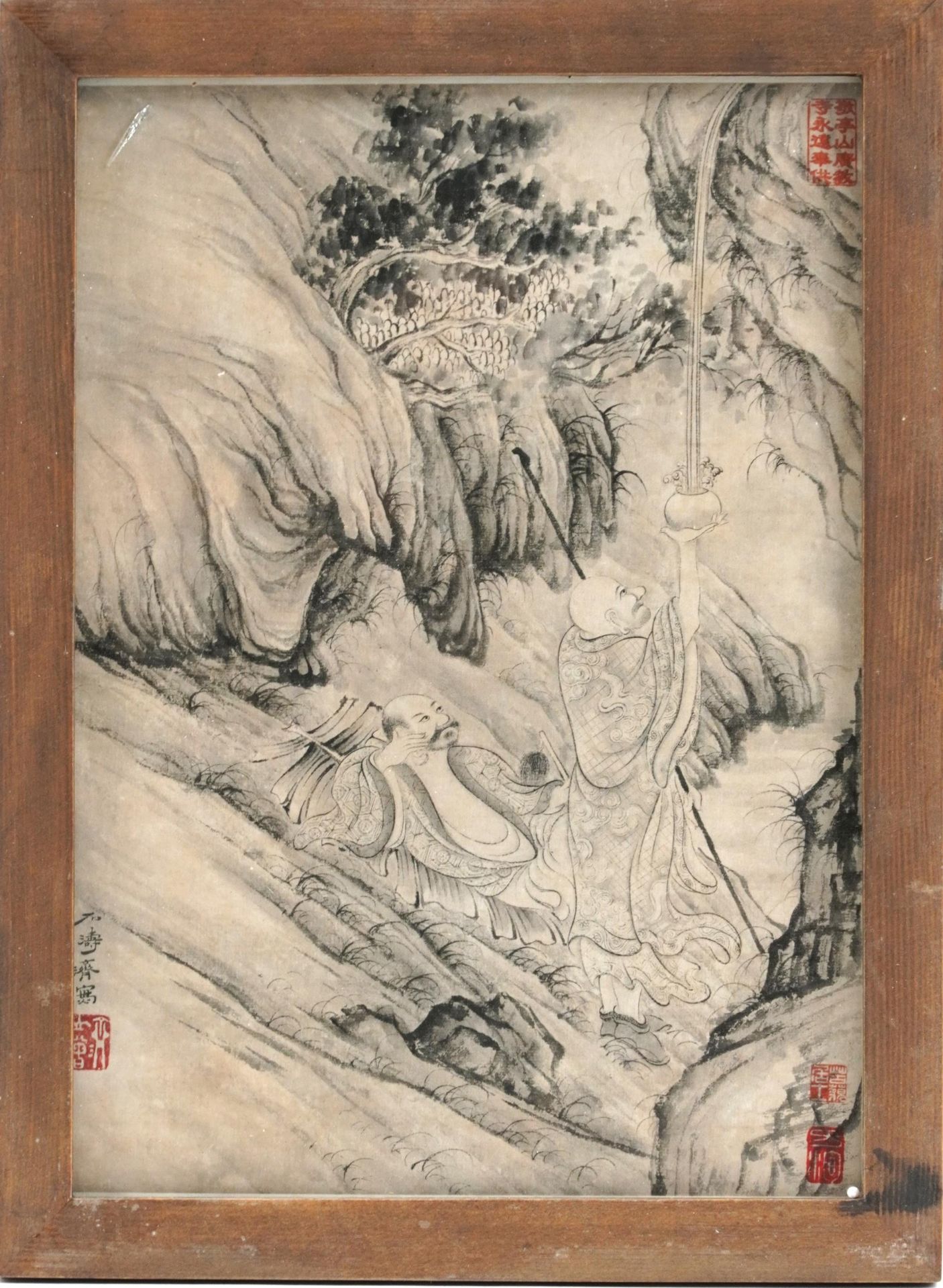 Four Chinese pictures of offerings to the gods, each framed and glazed, each 29cm x 20cm excluding - Image 3 of 24