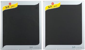 Two Schweppes tin advertising blackboards, each 74cm x 62cm