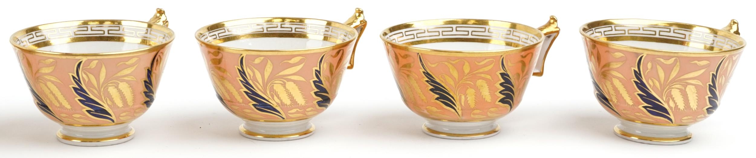 Worcester Barr Flight & Barr peach ground tableware gilded with catkins and foliage, comprising milk - Image 6 of 28