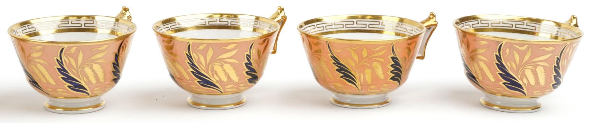 Worcester Barr Flight & Barr peach ground tableware gilded with catkins and foliage, comprising milk - Image 6 of 28