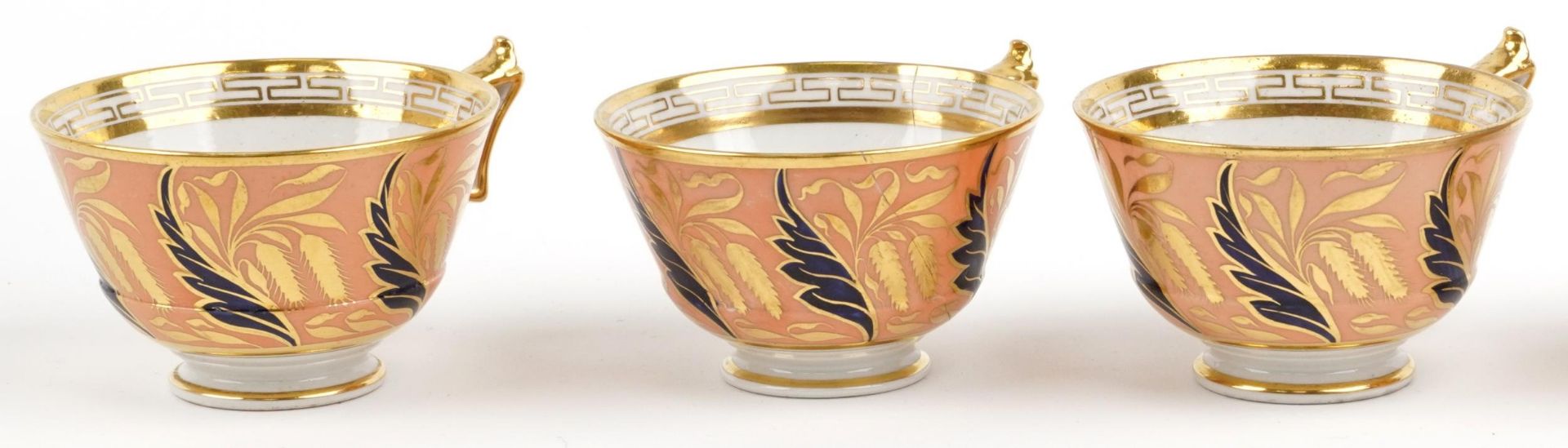 Worcester Barr Flight & Barr peach ground tableware gilded with catkins and foliage, comprising milk - Image 5 of 28