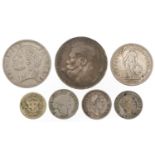 Coinage including France and Switzerland, some silver