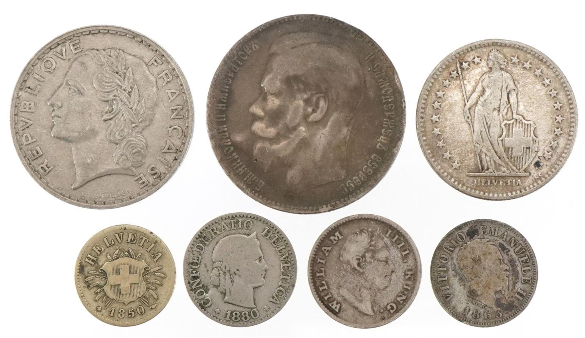 Coinage including France and Switzerland, some silver