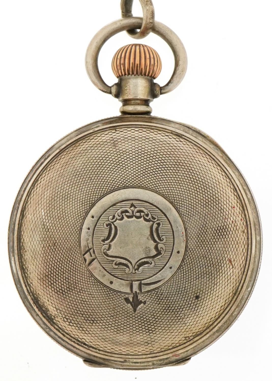 George V gentlemen's silver open face keyless pocket watch having enamelled and subsidiary dials - Image 3 of 5