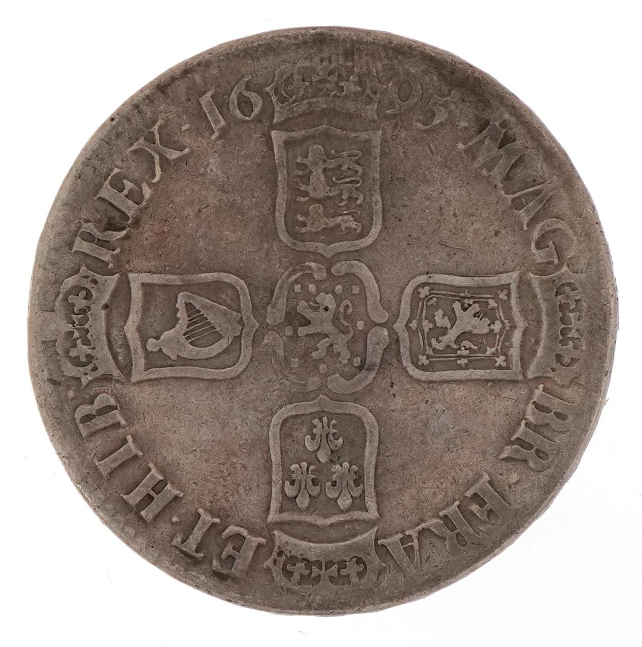 William III 1695 silver crown dated 1695 - Image 2 of 3