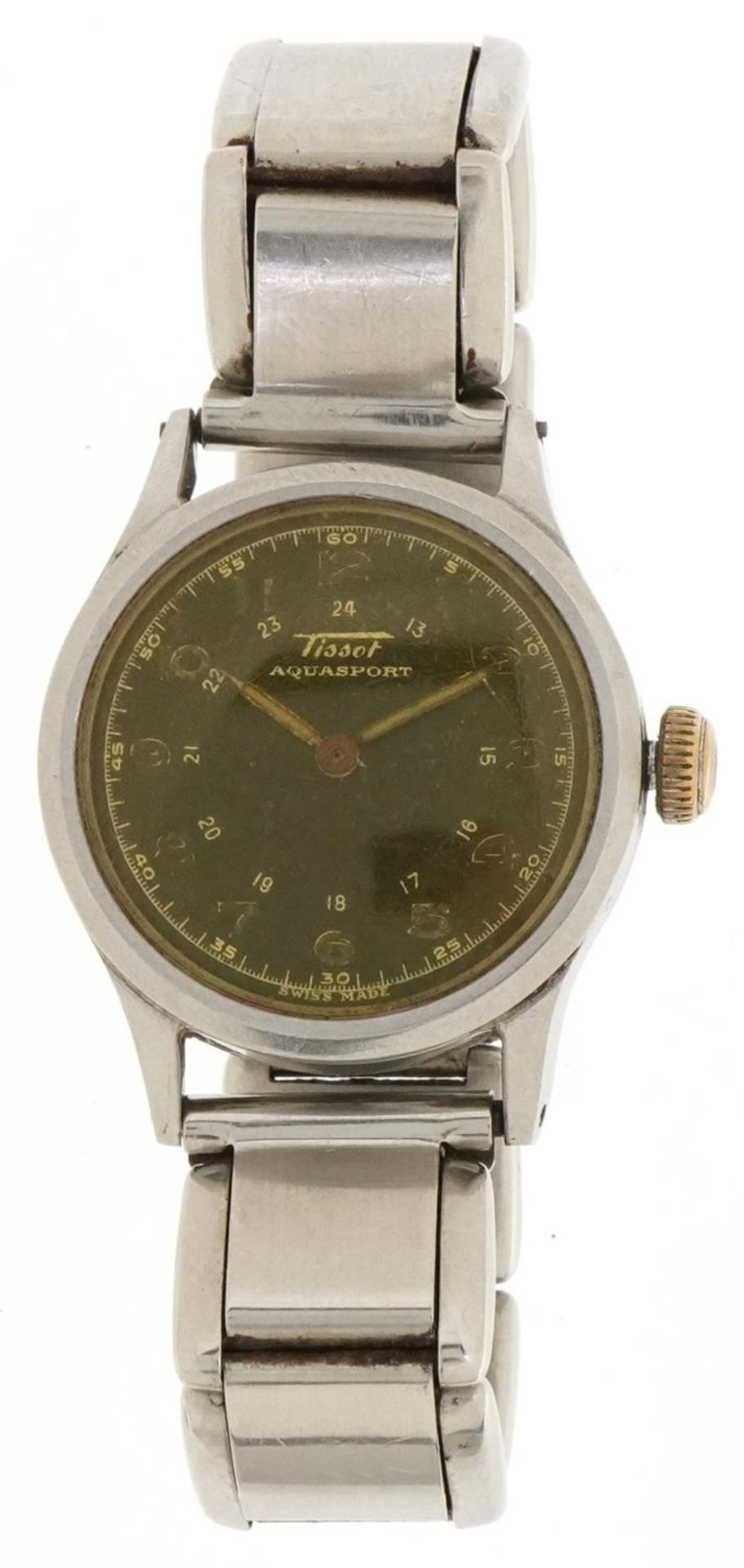 Tissot, gentlemen's Tissot Aquasport manual wind wristwatch with box having black dial with Arabic - Image 2 of 8