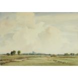 Percy Lancaster - View near Lincoln, early 20th century watercolour, mounted, framed and glazed,