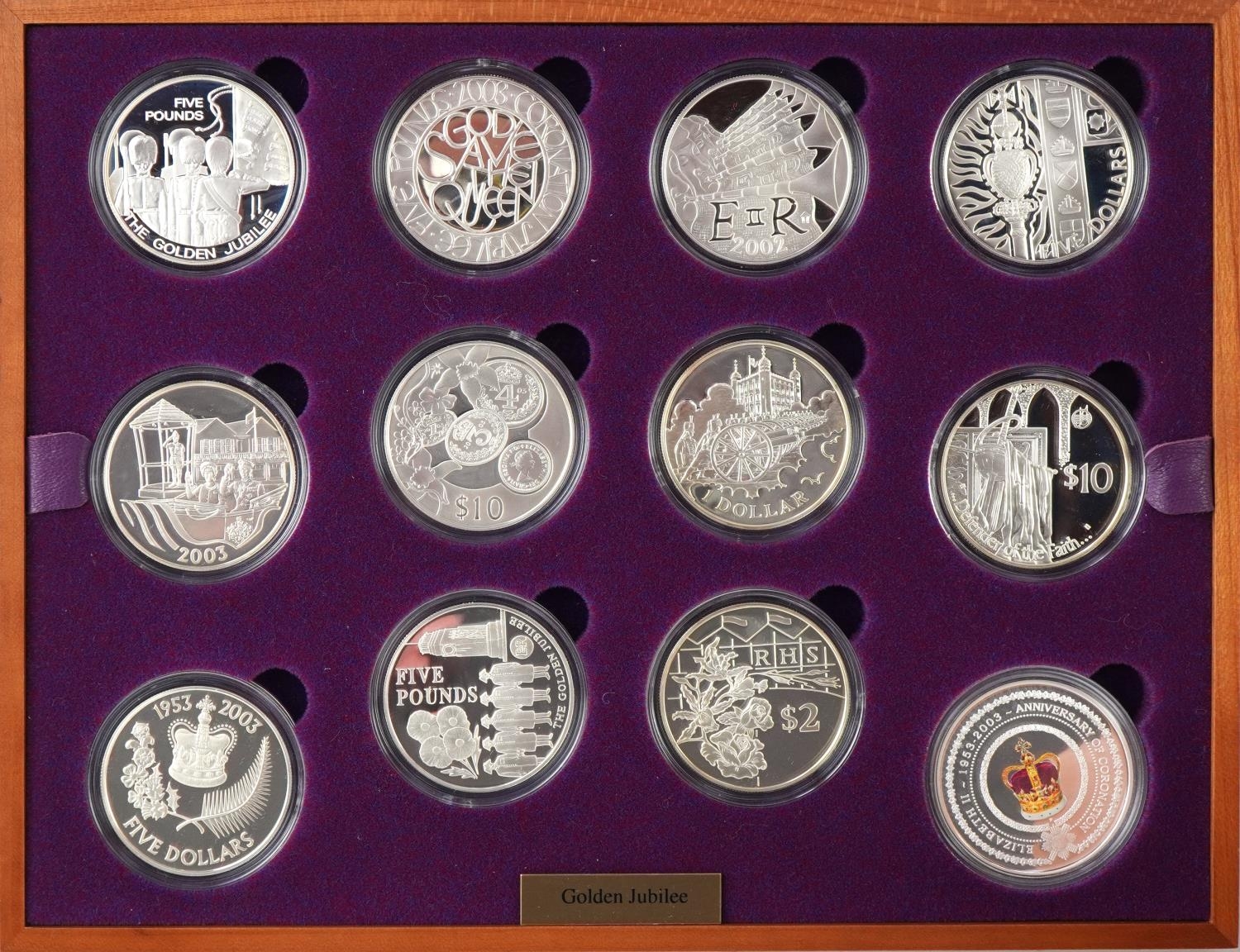 Queen Elizabeth II Golden Jubilee silver proof coin collection comprising twenty four coins housed - Image 3 of 10