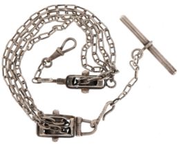 Naval interest watch chain in the form of a pulley block & tackle, 28cm in length, 22.0g