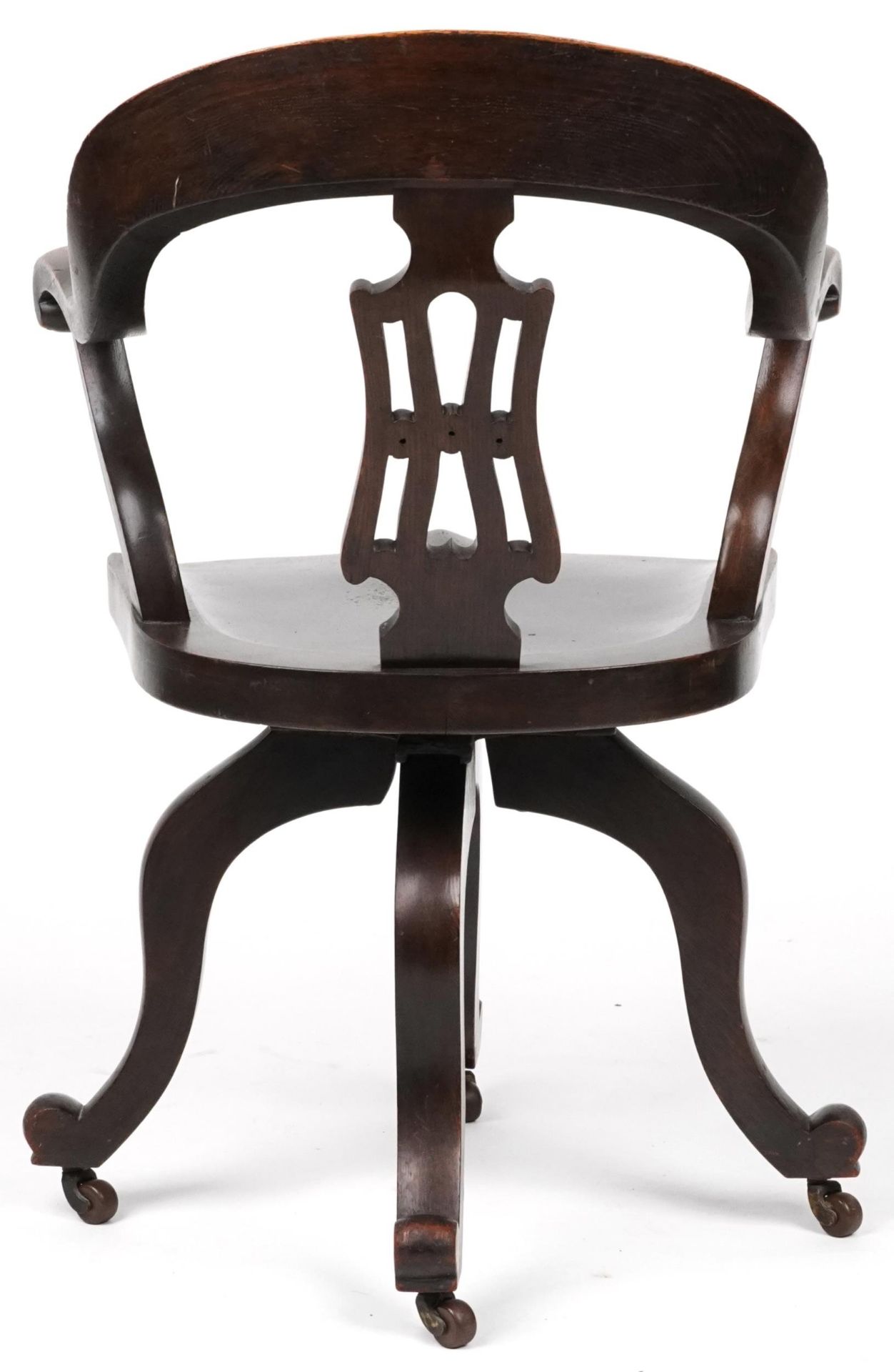 Antique oak captain's chair, 88cm high - Bild 4 aus 4