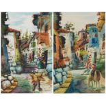 Continental street scenes, pair of European watercolours, bearing an indistinct signature,