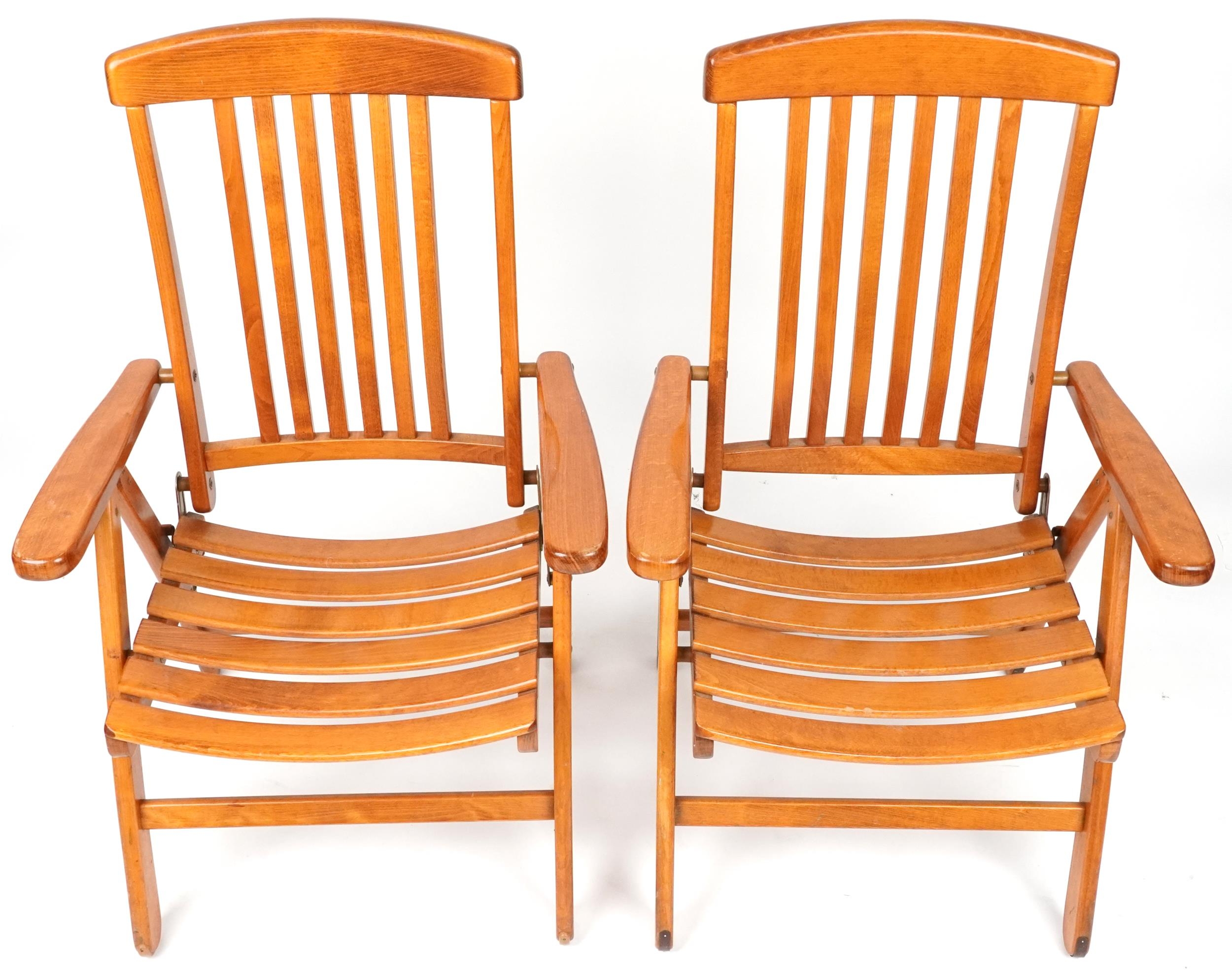 Herlag, pair of West German teak folding chairs, each 102cm high - Image 3 of 6