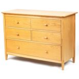 Ercol Teramo contemporary light oak five drawer chest, 79cm H x 114cm W x 47cm D